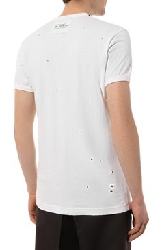 Мужская хлопковая футболка DOLCE & GABBANA белого цвета, арт. G8QK6T/G7I3R | Фото 4 (Принт: Без принта; Рукава: Короткие; Длина (для топов): Стандартные; Материал сплава: Проставлено; Материал внешний: Хлопок; Драгоценные камни: Проставлено; Стили: Кэжуэл)