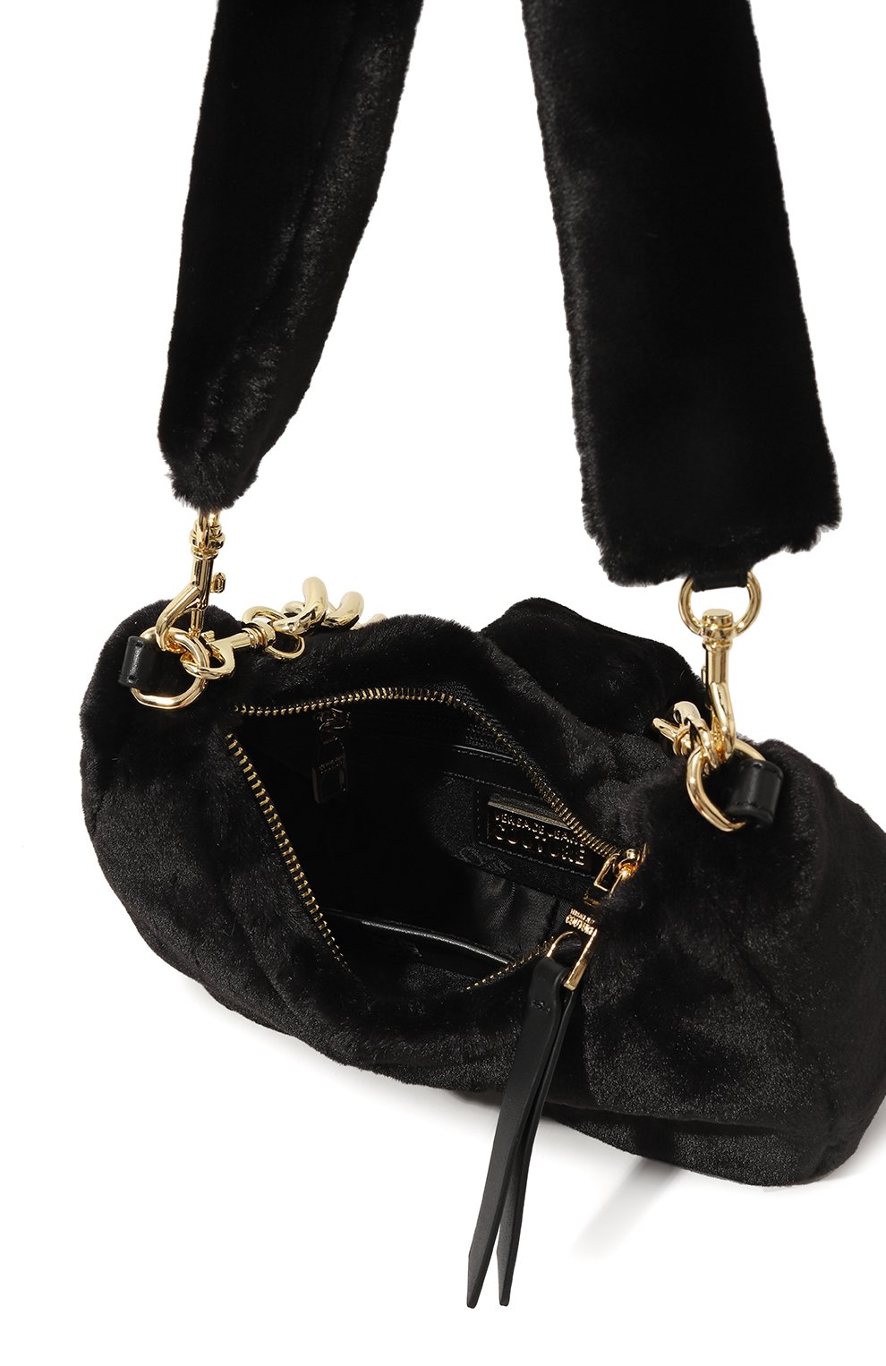 Женская сумка VERSACE JEANS COUTURE черного цвета, арт. 75VA4BFG/ZS813 | Фото 5 (Сумки-технические: Сумки через плечо; Материал сплава: Проставлено; Материал: Текстиль; Драгоценные камни: Проставлено; Размер: small)