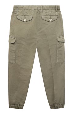 Детские брюки-карго изо льна и хлопка BRUNELLO CUCINELLI хаки цвета, арт. B291DP115B | Фото 2 (Случай: Повседневный; Материал внешний: Хлопок, Лен)