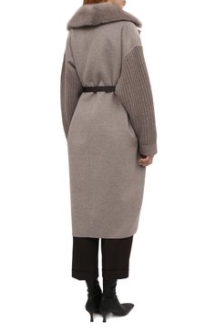 Женское пальто из шерсти и кашемира MANZONI24 серого цвета, арт. 19M523-DB1VXL13/40-46 | Фото 4 (Материал внешний: Шерсть, Кашемир; Рукава: Длинные; Длина (верхняя одежда): До колена; 1-2-бортные: Однобортные; Стили: Кэжуэл)