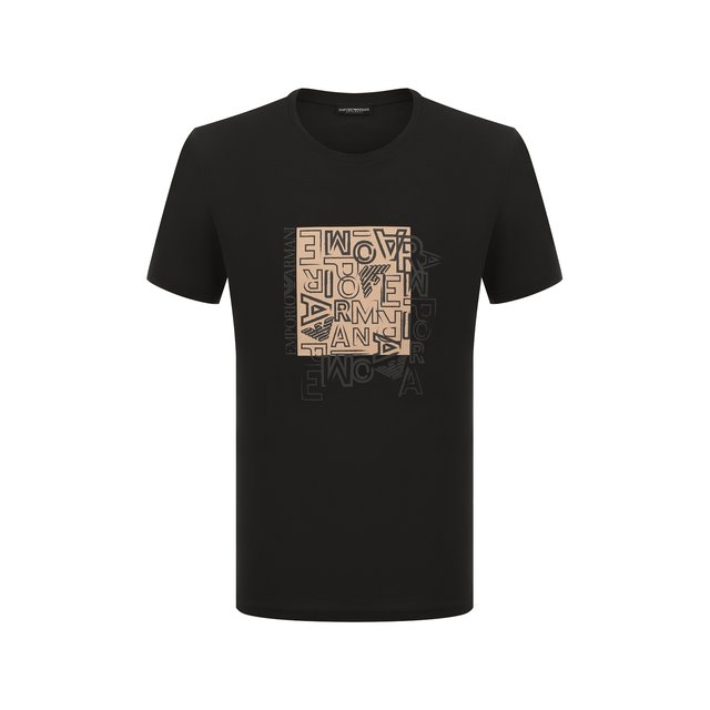 Хлопковая футболка Emporio Armani 211818/3R468, цвет чёрный, размер 46
