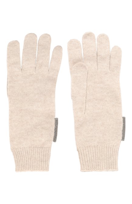 Детские кашемировые перчатки BRUNELLO CUCINELLI кремвого цвета, арт. B12M14589B | Фото 2 (Материал: Шерсть, Кашемир, Текстиль)