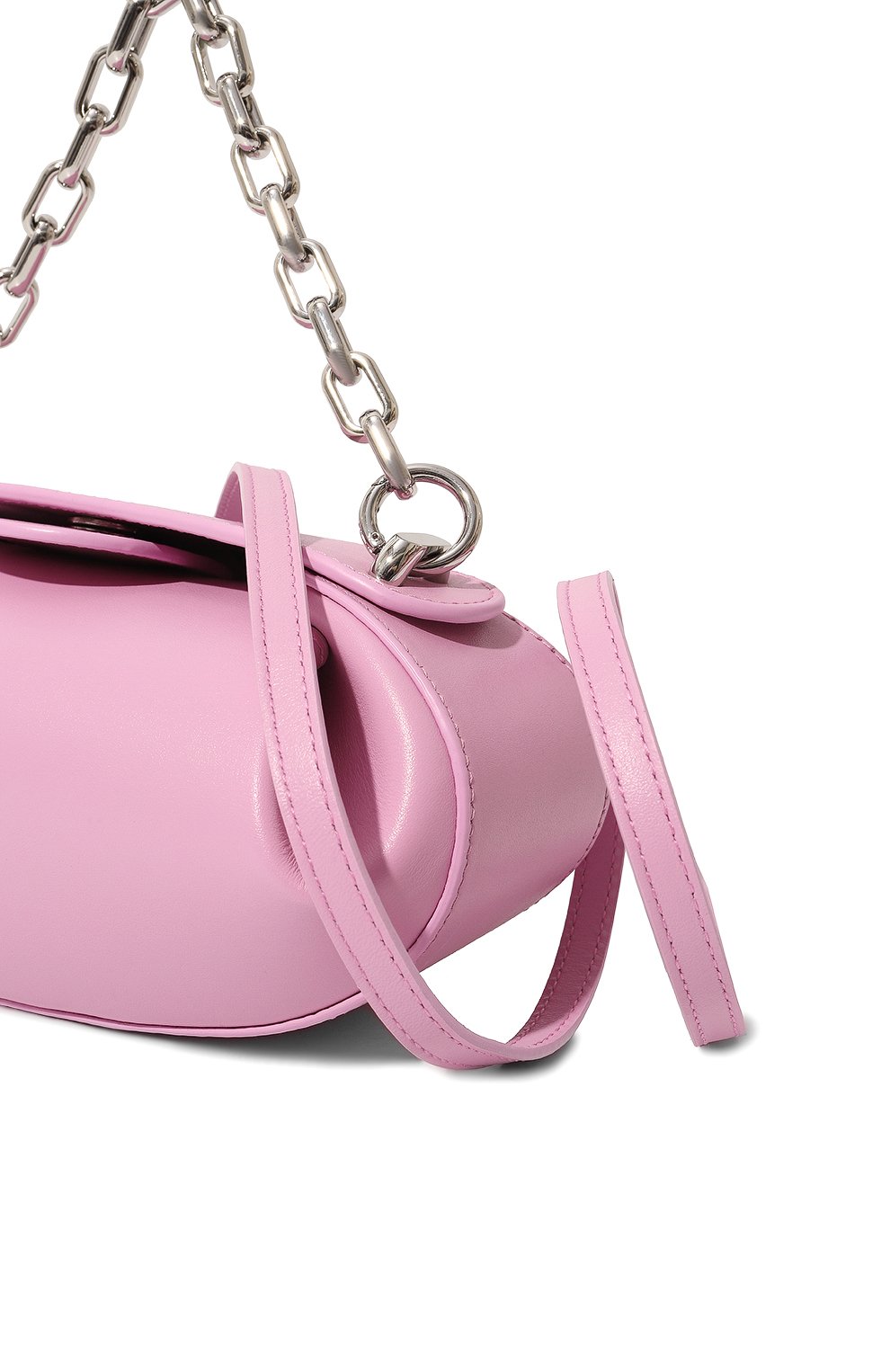 Женская сумка dinner roll YUZEFI светло-розового цвета, арт. YUZRS23-HB-DR-40 | Фото 3 (Сумки-технические: Сумки top-handle; Материал: Натуральная кожа; Материал сплава: Проставлено; Ремень/цепочка: На ремешке; Драгоценные камни: Проставлено; Размер: small)
