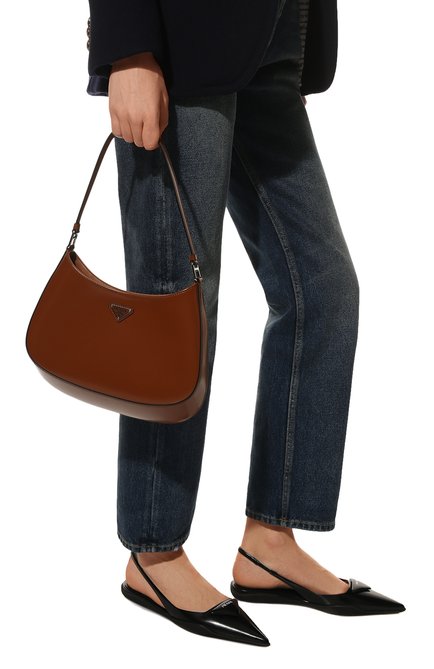 Женская сумка cleo PRADA коричневого цвета, арт. 1BC499-ZO6-F02TX-OOO | Фото 2 (Материал: Натуральная кожа; Размер: medium; Сумки-технические: Сумки top-handle)