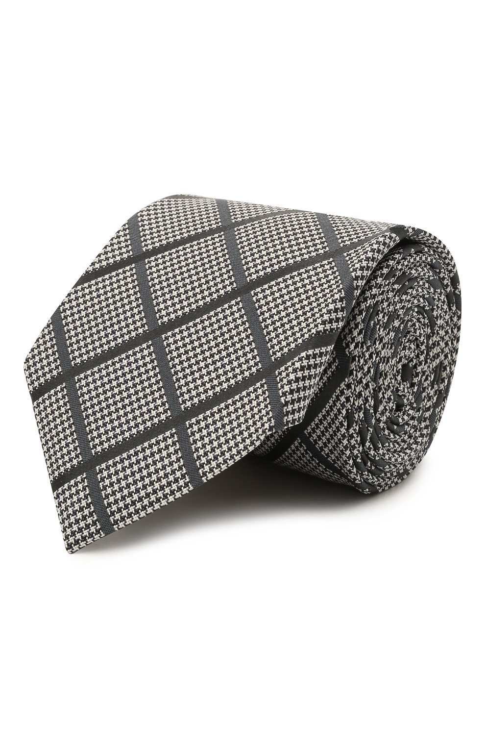 Мужской шелковый галстук CANALI черно-белого цвета, арт. 70/HJ03267 | Фото 1 (Принт: С принтом; Материал: Текстиль, Шелк)