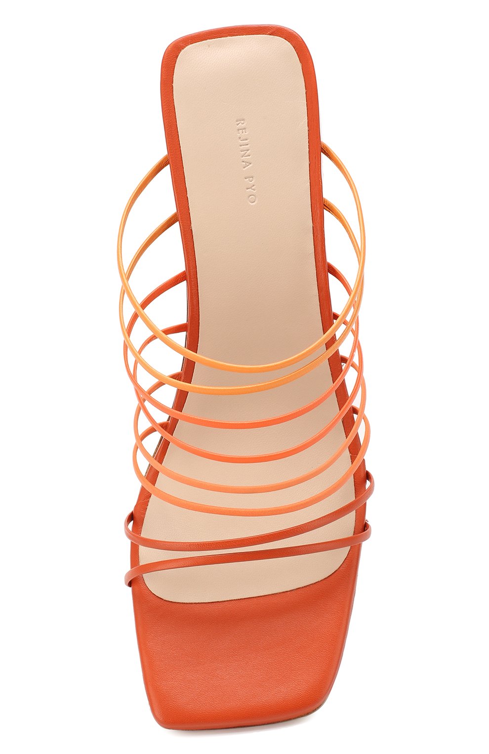 Женские кожаные мюли zoe REJINA PYO оранжевого цвета, арт. H119/LEATHER | Фото 5 (Материал внутренний: Натуральная кожа; Каблук высота: Средний; Каблук тип: Устойчивый; Подошва: Плоская)