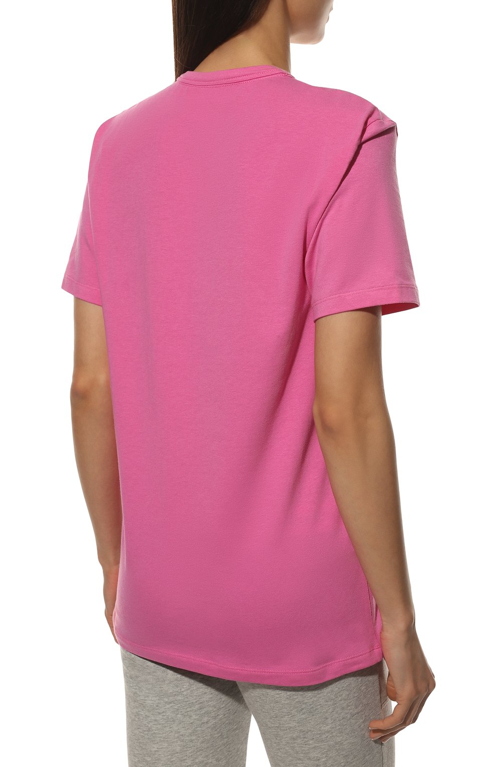 Женская футболка CALVIN KLEIN розового цвета, арт. QS6756E | Фото 4 (Рукава: Короткие; Материал внешний: Синтетический материал, Хлопок; Длина (для топов): Стандартные; Женское Кросс-КТ: Футболка-белье)
