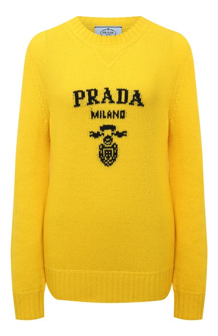 Женский свитер из шерсти и кашемира PRADA желтого цвета по цене 175000 руб., арт. P24G1V-1YMW-F0222-211 | Фото 1