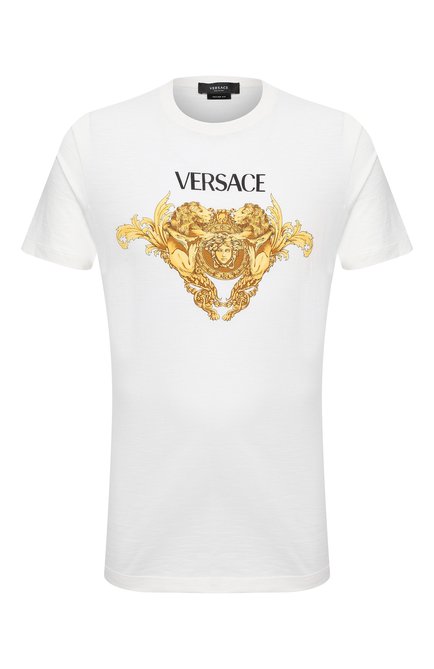 Мужская хлопковая футболка VERSACE белого цвета по цене 42600 руб., арт. A88444/A237441 | Фото 1