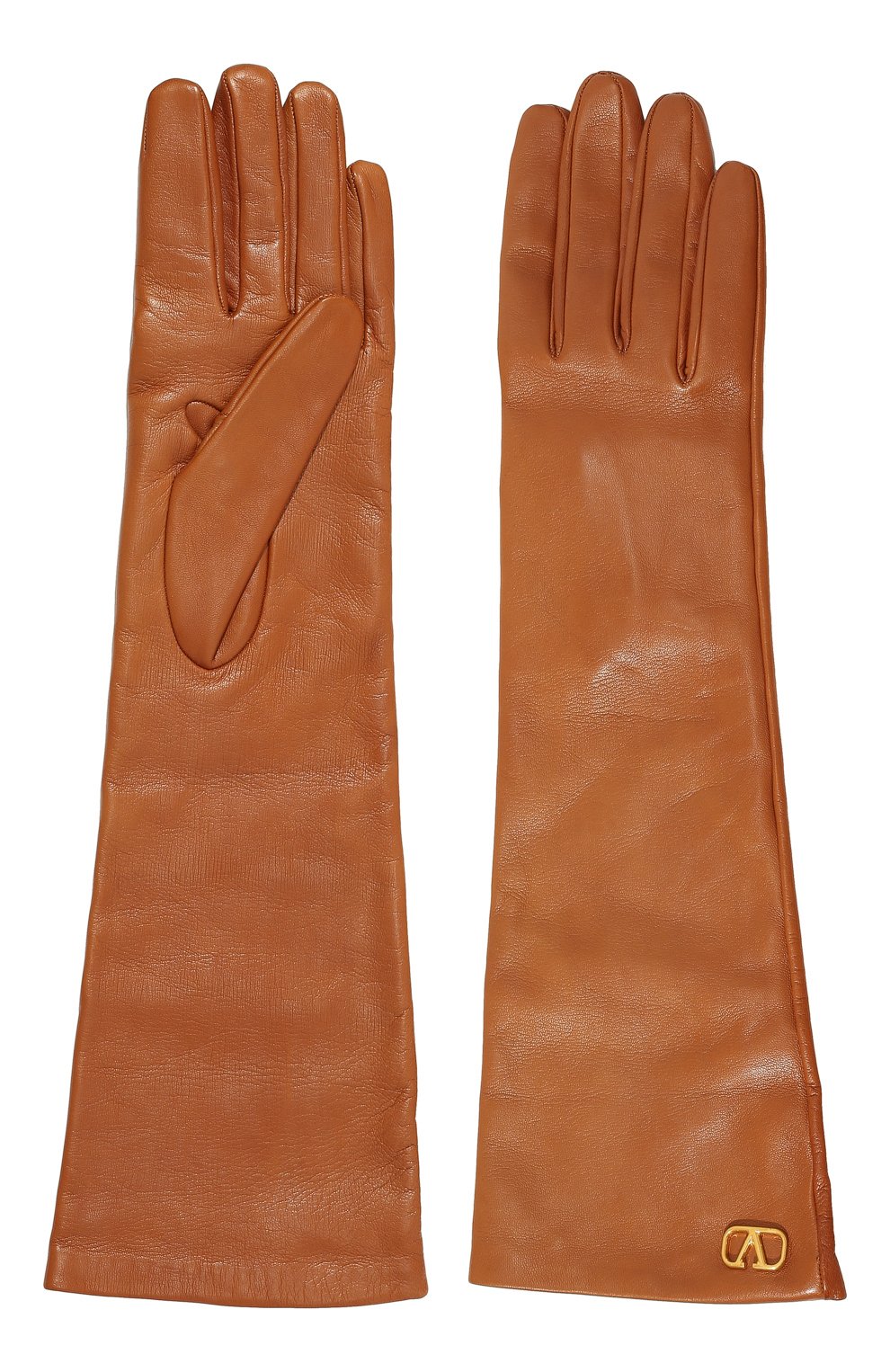 Женские кожаные перчатки VALENTINO коричневого цвета, арт. UW2GCA14/WJW | Фото 3 (Материал: Натуральная кожа; Региональные ограничения белый список (Axapta Mercury): RU; Длина (верхняя одежда): Длинные)