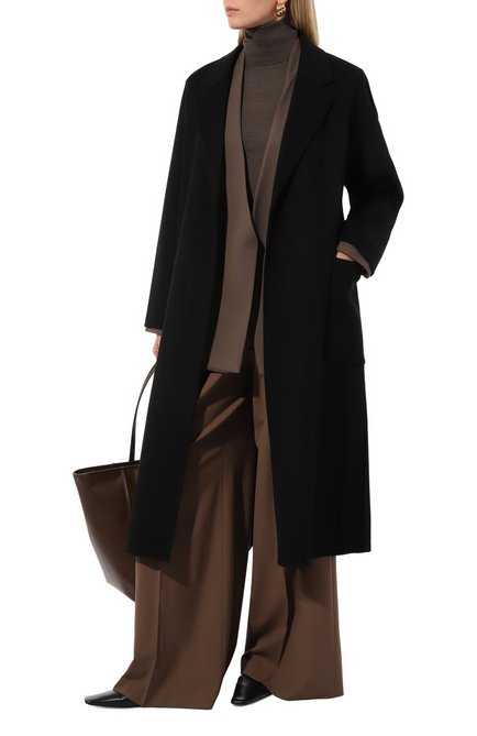 Женское шерстяное пальто IVY OAK черного цвета, арт. I01123F1046 | Фото 2 (Драгоценные камни: Проставлено; Материал сплава: Проставлено; Материал внешний: Шерсть; Рукава: Длинные; Длина (верхняя одежда): Длинные; 1-2-бортные: Однобортные; Стили: Кэжуэл)