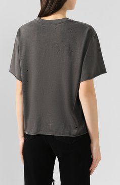 Женская хлопковая футболка AMIRI темно-серого цвета, арт. W9W03345CJ | Фото 4 (Принт: Без принта; Рукава: Короткие; Длина (для топов): Стандартные; Материал внешний: Хлопок; Женское Кросс-КТ: Футболка-одежда; Стили: Кэжуэл)