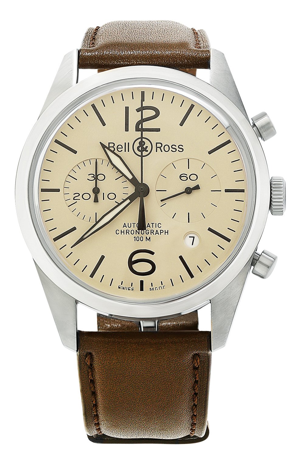 Мужские часы original beige BELL & ROSS бесцветного цвета, арт. BRV126-BEI-ST/SCA | Фото 1 (Механизм: Автомат; Материал корпуса: Сталь; Региональные ограничения белый список (Axapta Mercury): Не проставлено; Нос: Не проставлено)