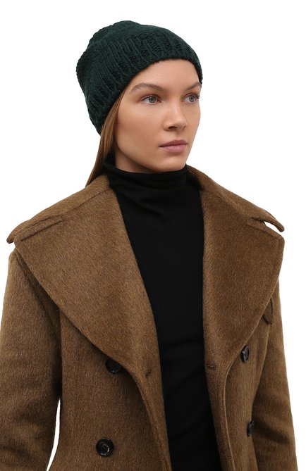 Женская шерстяная шапка BOTTEGA VENETA зеленого цвета, арт. 665564/V10K0 | Фото 2 (Материал: Шерсть, Текстиль)