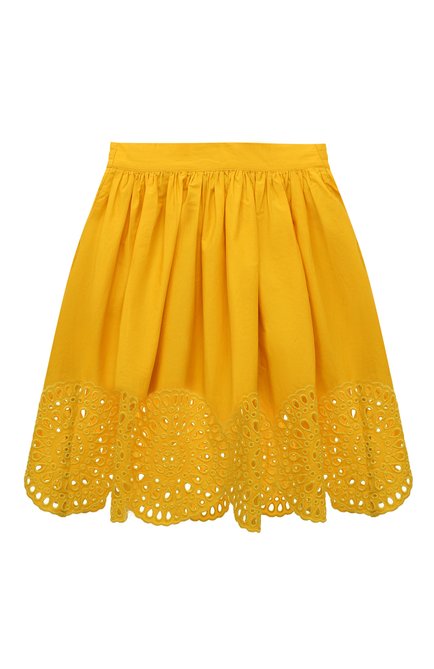 Детская хлопковая юбка STELLA MCCARTNEY желтого цвета, арт. TU7A71 | Фото 2 (Нос: Не проставлено; Материал внешний: Хлопок; Материал сплава: Проставлено)