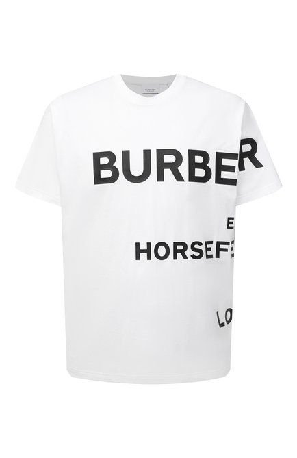 Мужская хлопковая футболка BURBERRY белого цвета по цене 51300 руб., арт. 8040691 | Фото 1