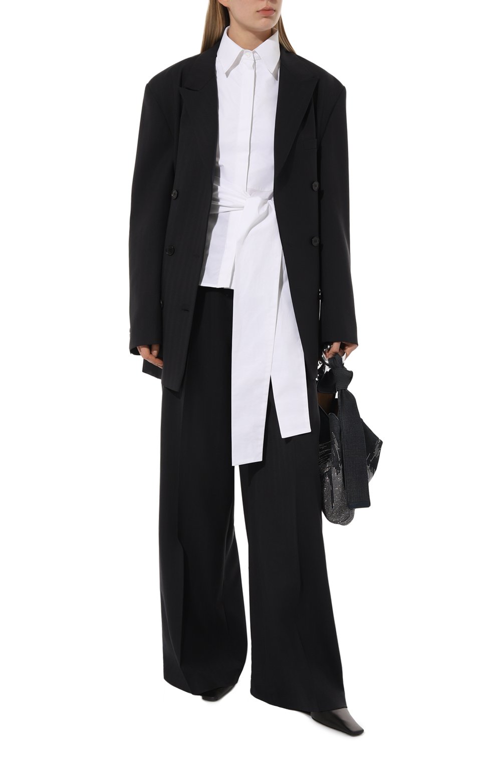 Женская хлопковая блузка LA NEIGE белого цвета, арт. #COL-23-NS | Фото 2 (Принт: Без принта; Длина (для топов): Стандартные; Материал сплава: Проставлено; Материал внешний: Хлопок; Драгоценные камни: Проставлено; Женское Кросс-КТ: Блуза-одежда; Стили: Кэжуэл)