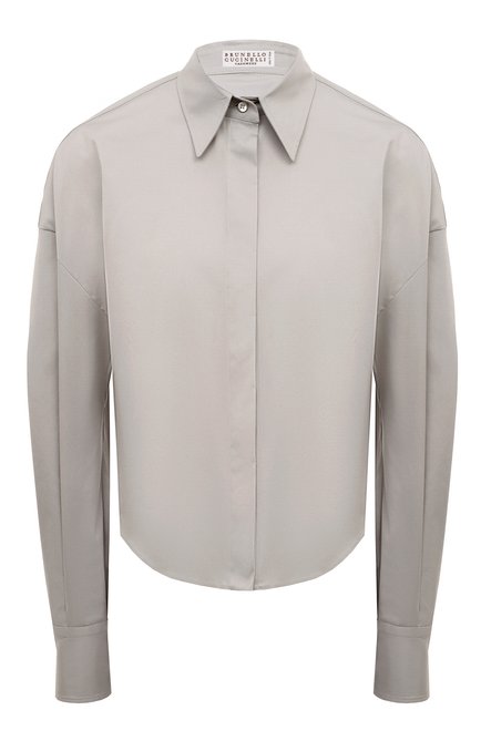 Женская хлопковая рубашка BRUNELLO CUCINELLI серого цвета по цене 129000 руб., арт. M0091B1387 | Фото 1
