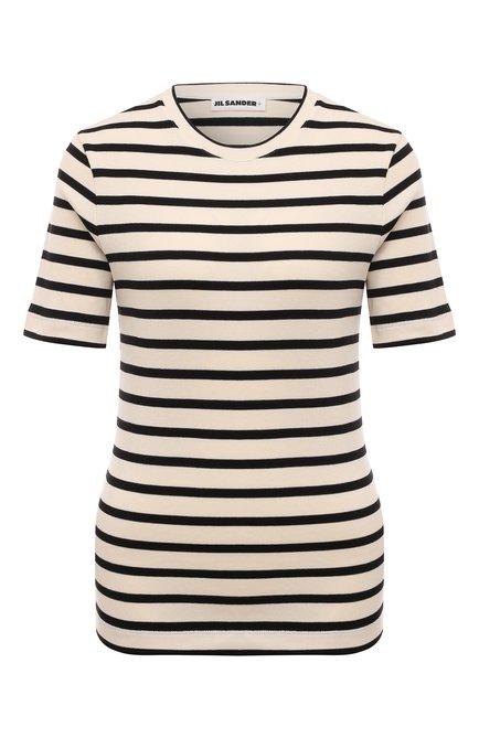 Женская хлопковая футболка JIL SANDER черно-белого цвета по цене 38950 руб., арт. J40GC0111/J46497 | Фото 1