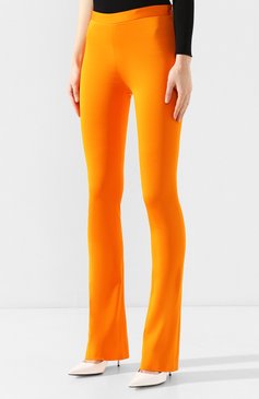 Женские брюки VERSACE оранжевого цвета, арт. A85357/A220957 | Фото 3 (Длина (брюки, джинсы): Удлиненные; Женское Кросс-КТ: Брюки-одежда; Силуэт Ж (брюки и джинсы): Прямые; Материал сплава: Проставлено; Материал внешний: Вискоза; Драгоценные камни: Проставлено; Статус проверки: Проверена категория)