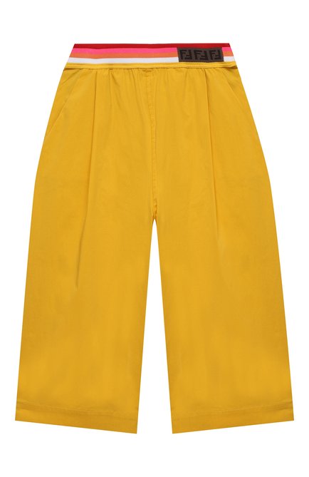 Детские хлопковые брюки FENDI желтого цвета по цене 39700 руб., арт. JFF225/AAC3/3A-6A | Фото 1