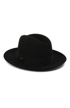 Женская фетровая шляпа SAINT LAURENT черного цвета, арт. 628281/3YG07 | Фото 1 (Материал: Текстиль, Шерсть; Материал сплава: Проставлено; Нос: Не проставлено)