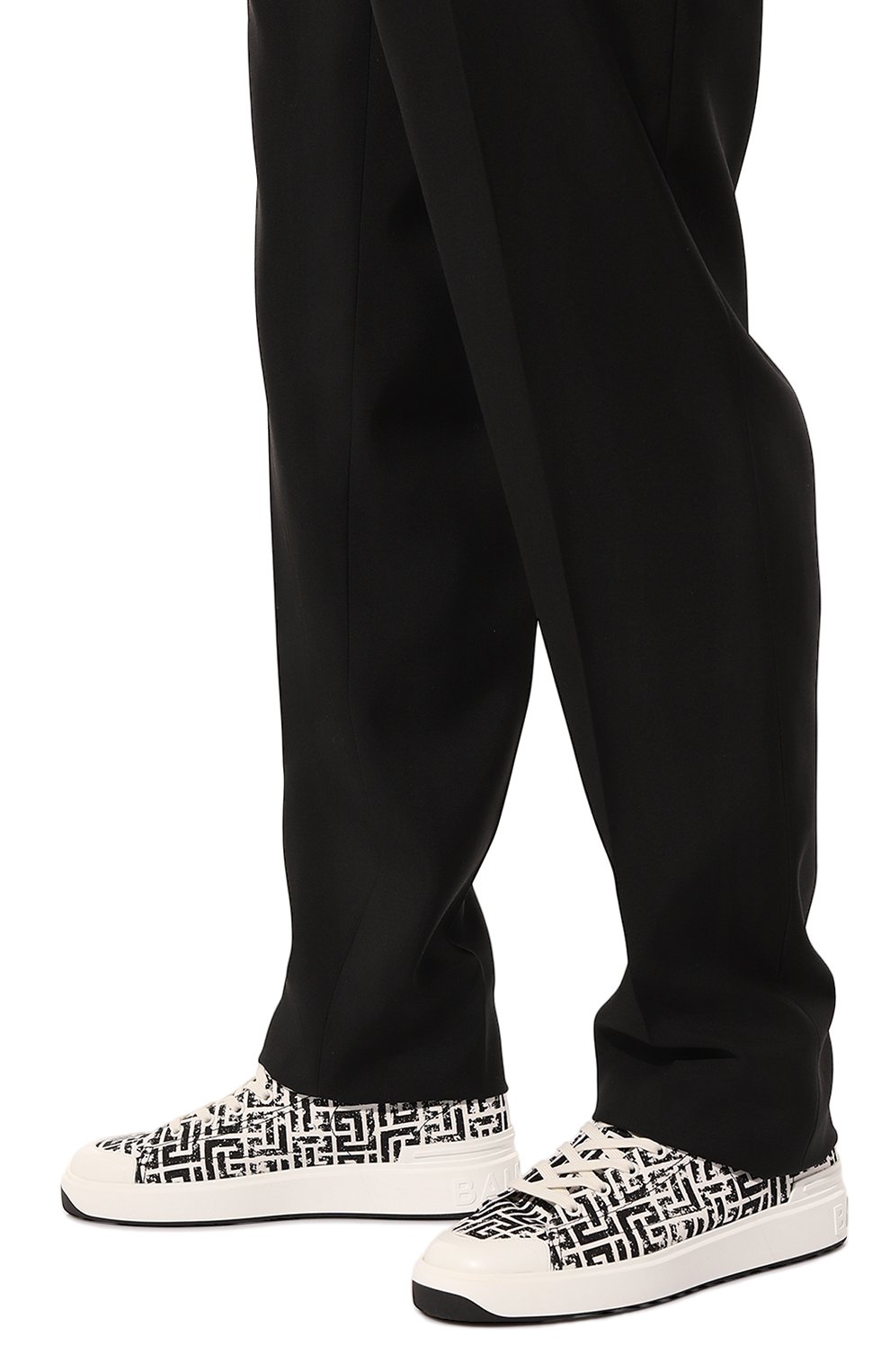 Мужские текстильные кеды b-court BALMAIN черно-белого цвета, арт. XM0VG290TCLM | Фото 3 (Материал внешний: Текстиль; Стили: Классический; Материал утеплителя: Без утеплителя; Подошва: Массивная)
