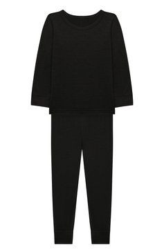 Детский комплект из лонглсива и брюк WOOL&COTTON черного цвета, арт. RRUFP | Фото 1 (Кросс-КТ НВ: Костюм; Материал внешний: Шерсть, Растительное волокно)