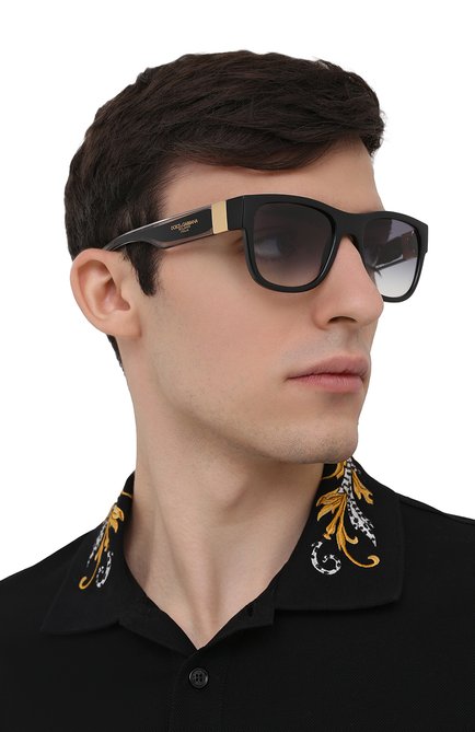 Мужские солнцезащитные очки DOLCE & GABBANA черного цвета, арт. 6132-675/79 | Фото 2 (Тип очков: С/з; Региональные ограничения белый список (Axapta Mercury): RU; Кросс-КТ: С/з-мужское; Оптика Гендер: оптика-мужское; Очки форма: Прямоугольные)