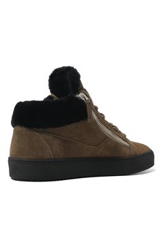 Мужские замшевые кеды kriss winter GIUSEPPE ZANOTTI DESIGN хаки цвета, арт. RU10000/009 | Фото 5 (Материал утеплителя: Натуральный мех; Материал сплава: Проставлено; Нос: Не проставлено; Стили: Классический; Подошва: Массивная; Драгоценные камни: Проставлено; Материал внешний: Замша)