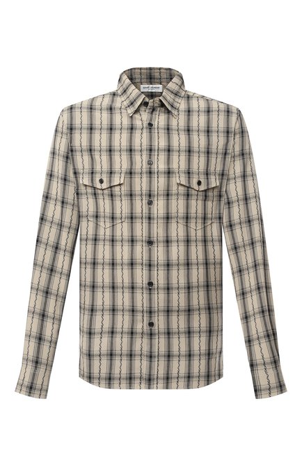 Мужская рубашка из вискозы SAINT LAURENT бежевого цвета по цене 66950 руб., арт. 604792/Y00SA | Фото 1