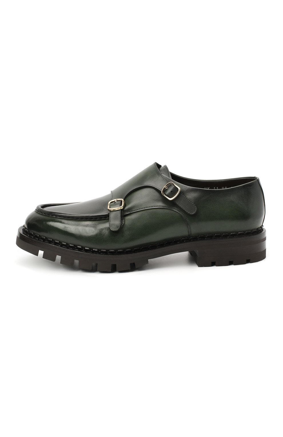 Мужские кожаные монки SANTONI зеленого цвета, арт. MCC017547ML6YVVDV35 | Фото 3 (Материал утеплителя: Натуральный мех; Стили: Классический; Длина стельки: 28, 25,5, 25,9, 26,4, 26,8, 27,2)