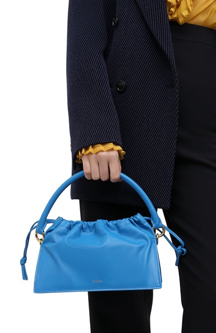 Женская сумка bom YUZEFI голубого цвета, арт. YUZAW20-HB-B0-03 | Фото 2 (Размер: small; Материал: Натуральная кожа; Сумки-технические: Сумки через плечо, Сумки top-handle; Ремень/цепочка: На ремешке)