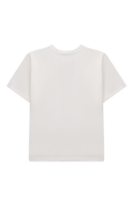 Детская хлопковая футболка MOSCHINO белого цвета, арт. H4M02T/LBA11/10A-14A | Фото 2 (Материал внешний: Хлопок; Рукава: Короткие; Драгоценные камни: Проставлено; Материал сплава: Проставлено)