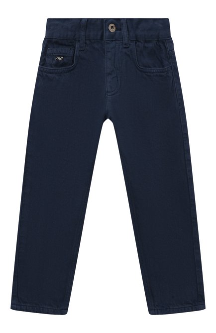 Детские джинсы EMPORIO ARMANI синего цвета, арт. 6R4J75/4N7VZ | Фото 1 (Нос: Не проставлено; Материал сплава: Проставлено; Материал внешний: Растительное волокно, Хлопок, Лиоцелл)
