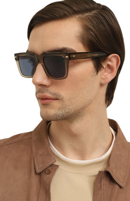 Мужские солнцезащитные очки BOSS коричневого цвета, арт. 1442 09Q | Фото 2 (Тип очков: С/з; Кросс-КТ: С/з-мужское; Оптика Гендер: оптика-мужское; Очки форма: Квадратные)