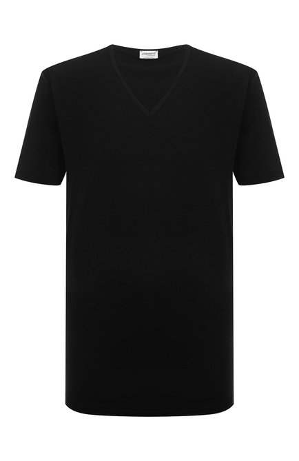 Мужская хлопковая футболка с v-образным вырезом ZIMMERLI черного цвета по цене 8995 руб., арт. 172-1462 | Фото 1