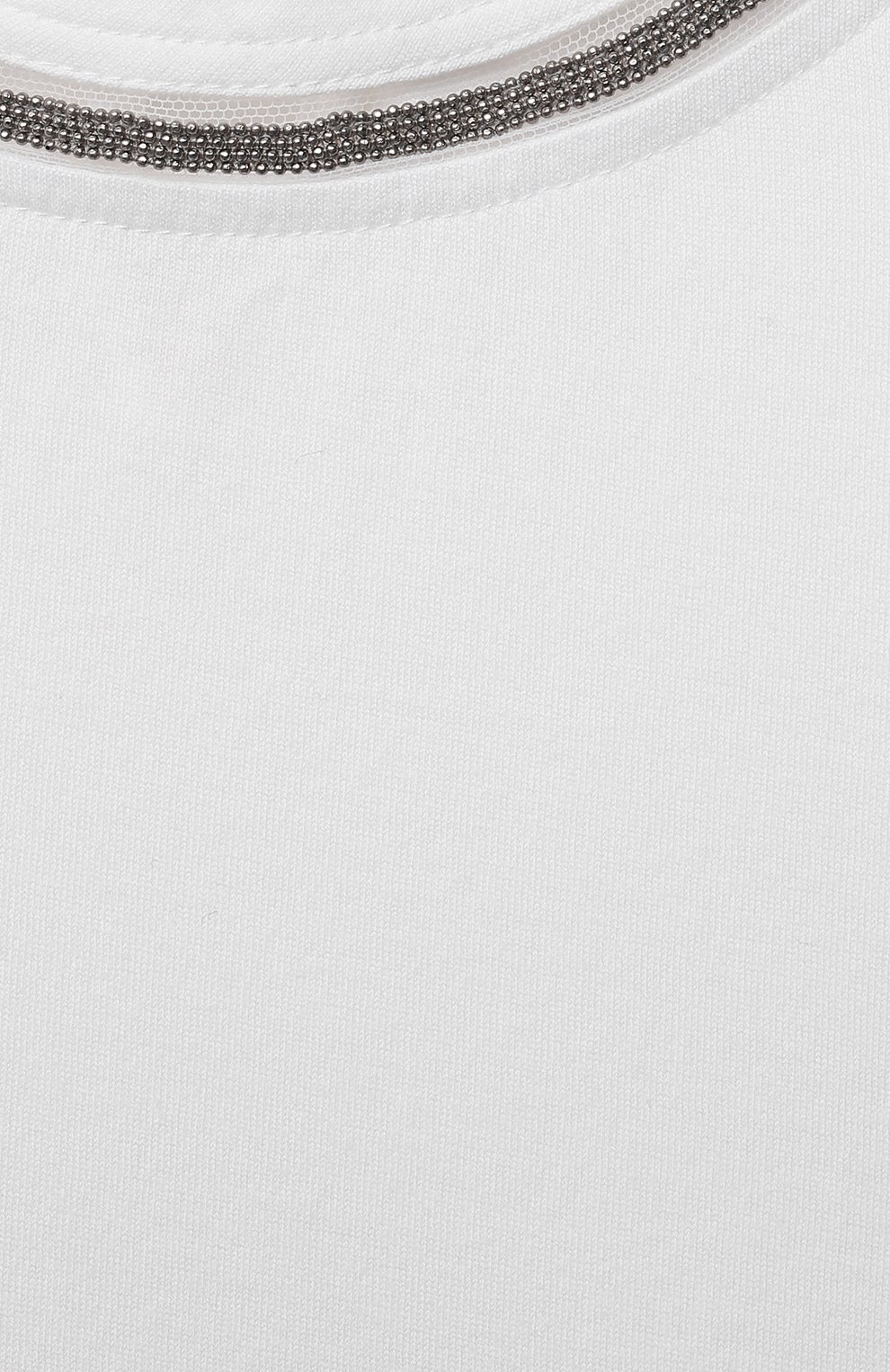 Детская хлопковая футболка BRUNELLO CUCINELLI белого цвета, арт. B0A45T030B | Фото 3 (Девочки Кросс-КТ: футболка-одежда; Рукава: Короткие; Материал внешний: Хлопок; Ростовка одежда: 10 - 11 лет | 140 - 146см, 8 лет | 128 см)