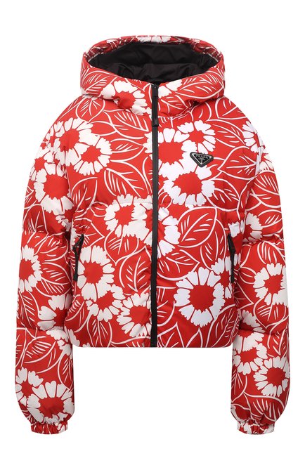 Женская утепленная куртка PRADA красного цвета, арт. 29M698-10UU-F0976-212 | Фото 1 (Материал внешний: Синтетический материал; Кросс-КТ: Куртка, лыжи, Утепленный; Рукава: Длинные; Длина (верхняя одежда): Короткие; Стили: Спорт-шик)