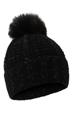 Женская шапка COCCINELLE черного цвета, арт. E7 MY9 37 07 01 | Фото 1 (Материал: Текстиль, Синтетический материал; Материал сплава: Проставлено; Нос: Не проставлено)