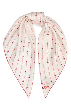 Женский шелковый платок PRADA разноцветного цвета, арт. 1FF001-2DTR-F0970 | Фото 1 (Принт: С принтом; Материал: Текстиль, Шелк)
