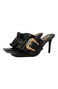 Женские мюли VERSACE JEANS COUTURE черного цвета, арт. 74VA3S70/71570 | Фото 1 (Материал внешний: Экокожа; Каблук высота: Высокий; Материал внутренний: Резина, Текстиль; Каблук тип: Шпилька; Подошва: Плоская)