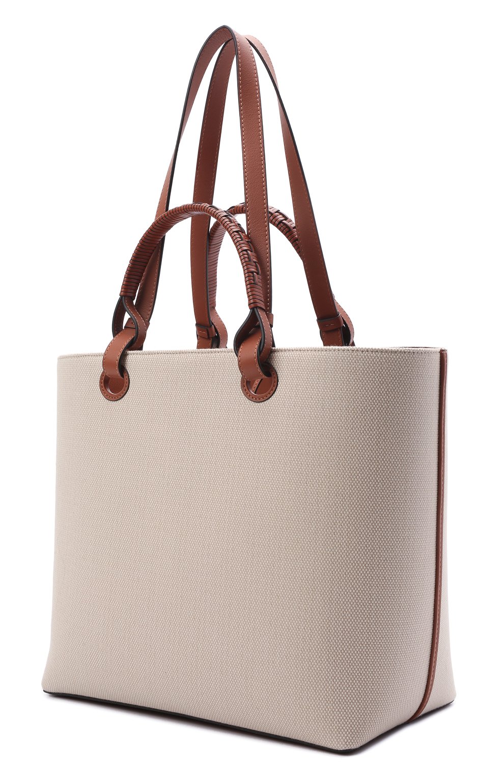 Женский сумка-тоут anagram LOEWE кремвого цвета, арт. A717T23X02 | Фото 3 (Сумки-технические: Сумки-шопперы; Размер: medium; Материал: Текстиль)