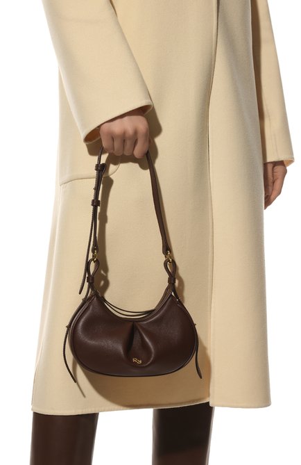 Женская сумка bean mini YUZEFI темно-коричневого цвета, арт. YUZRS22-HB-MN-18 | Фото 2 (Материал: Натуральная кожа; Размер: mini; Сумки-технические: Сумки top-handle)