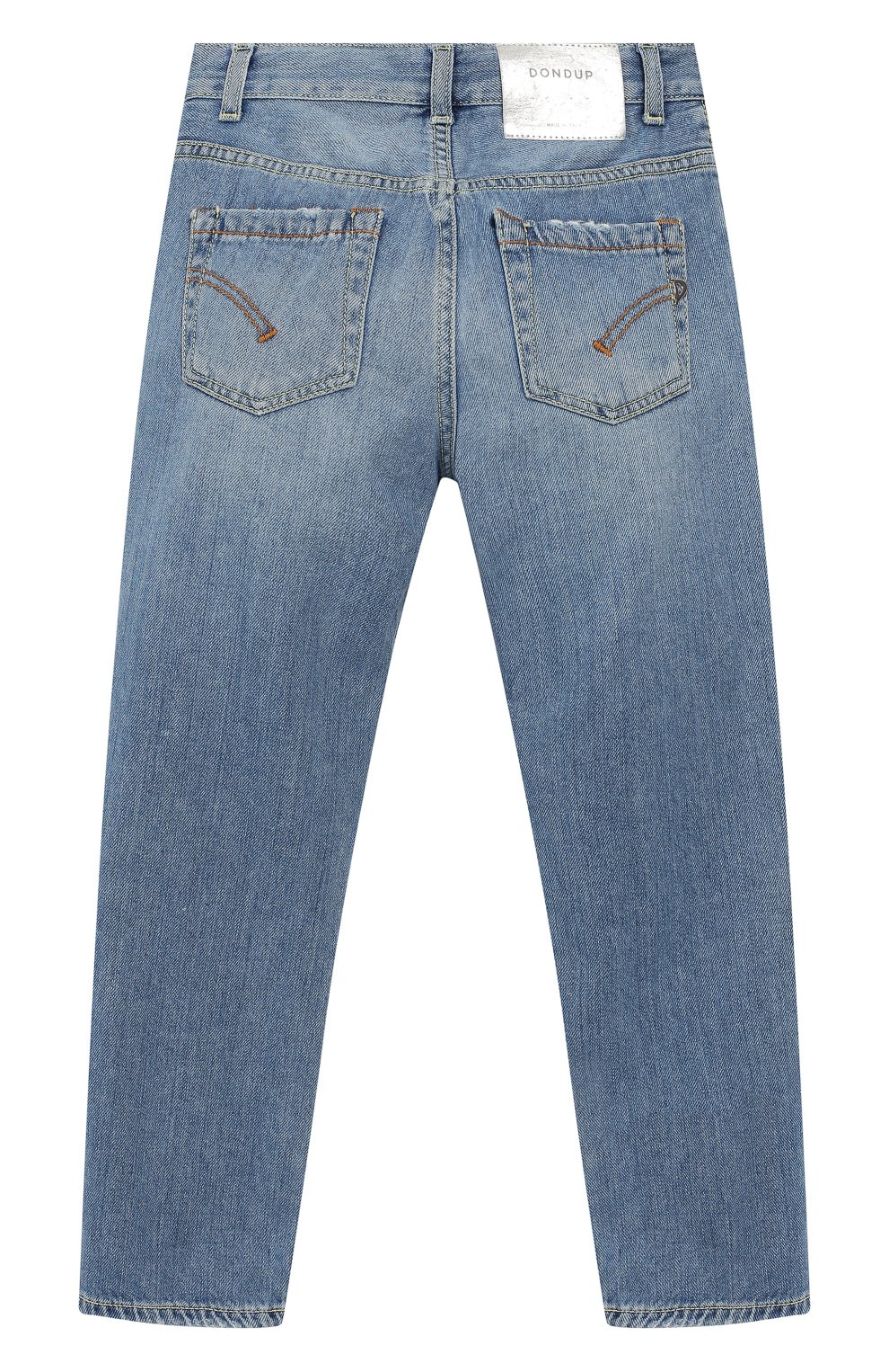 Детские джинсы с потертостями DONDUP голубого цвета, арт. YP276B/DF0228B/V16 | Фото 2 (Материал внешний: Хлопок; Кросс-КТ: джинсы; Детали: Потертости; Статус проверки: Проверена категория)