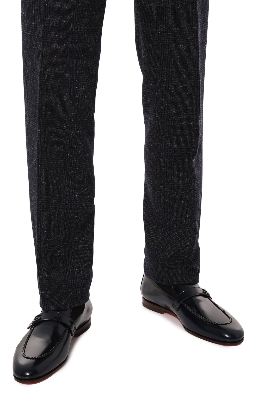 Мужские кожаные лоферы SANTONI темно-синего цвета, арт. MCNG18457SA4BP0HU59 | Фото 3 (Материал внутренний: Натуральная кожа; Стили: Классический)