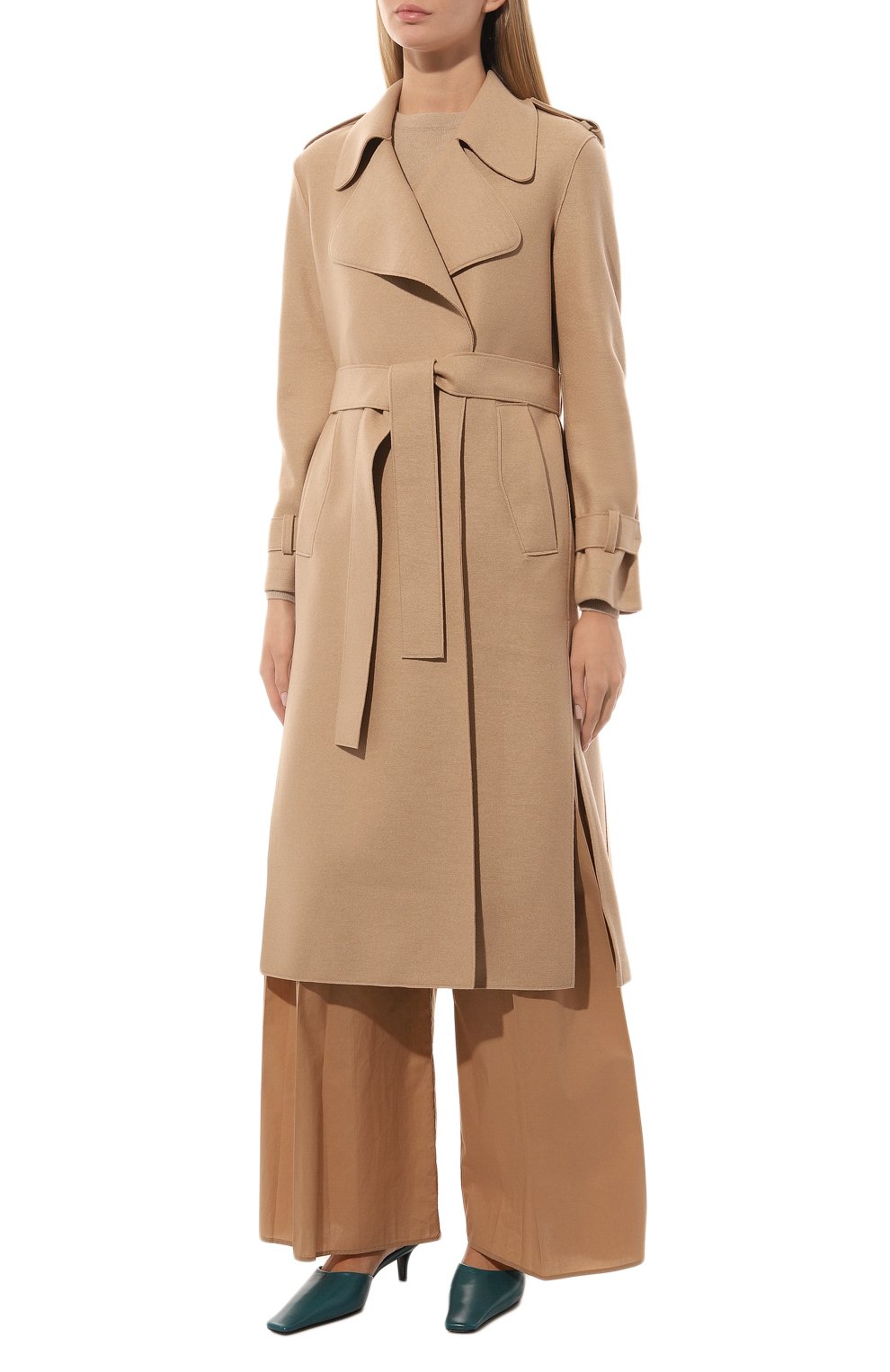 Женское шерстяное пальто HARRIS WHARF LONDON бежевого цвета, арт. A1173MLX | Фото 3 (Материал внешний: Шерсть; Рукава: Длинные; Стили: Классический; Длина (верхняя одежда): Длинные; 1-2-бортные: Двубортные)