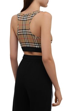 Женский топ BURBERRY бежевого цвета, арт. 8032877 | Фото 4 (Кросс-КТ: без рукавов; Материал внешний: Синтетический материал; Материал сплава: Проставлено; Стили: Спорт-шик; Рукава: Без рукавов; Драгоценные камни: Проставлено; Длина (для топов): Укороченные)