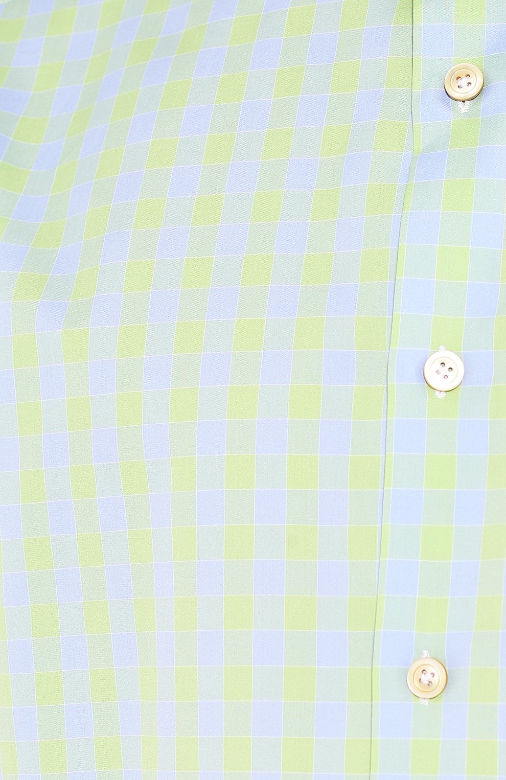 Мужская хлопковая рубашка KITON салатового цвета, арт. UCIH0730469 | Фото 5 (Манжеты: На пуговицах; Принт: Клетка; Рукава: Длинные; Воротник: Акула; Случай: Повседневный; Длина (для топов): Стандартные; Региональные ограничения белый список (Axapta Mercury): RU; Материал внешний: Хлопок; Мужское Кросс-КТ: Рубашка-одежда)