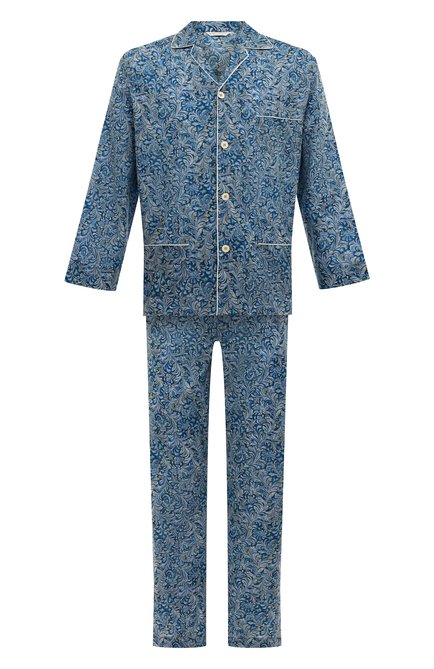 Мужская хлопковая пижама ROBERTO RICETTI синего цвета, арт. PIGIAMA VENEZIA LUNG0/0R02707 | Фото 1 (Длина (брюки, джинсы): Стандартные; Рукава: Длинные; Длина (для топов): Стандартные; Материал внешний: Хлопок; Кросс-КТ: домашняя одежда)